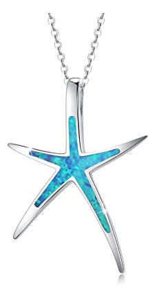 Cuoka Collar De Estrella De Mar, Plata De Ley 925 Con