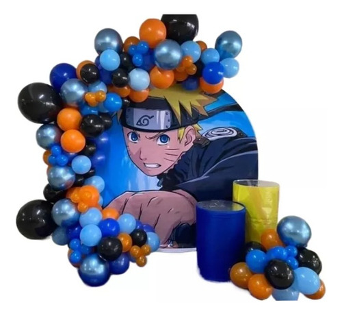 Decoracion Naruto Ninja Globos Azul Negro Naranja