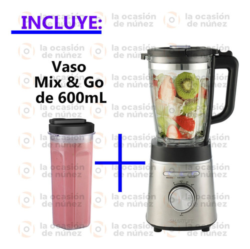 Imagen 3 de 7 de Licuadora Smartilife Jarra Vidrio 1000w 1,75l Picahielo Vaso