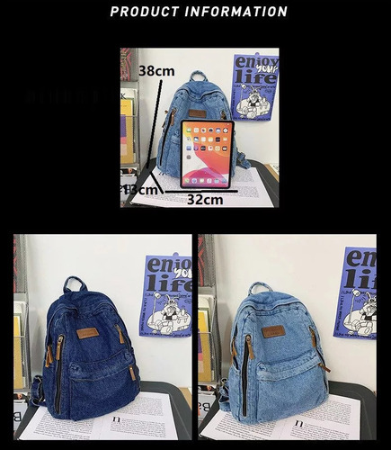 Mochila Vaquera Gran Capacidad Para Mujer, Bolso Escolar