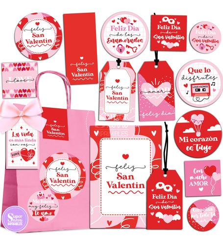 Kit Imprimible San Valentín In Love Tags Etiquetas Stickers