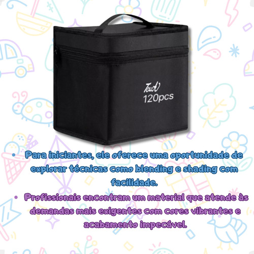 Kit Canetas Ponta Dupla 120 Cores Marcador Texto Permanente