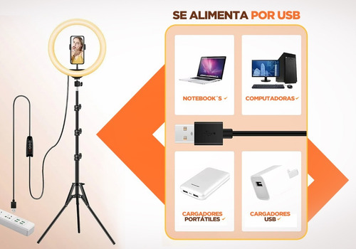 Imagen 4 de 10 de Aro De Luz Led Grande 26 Cm Tripode 2.1 Mts Fotografia Pro