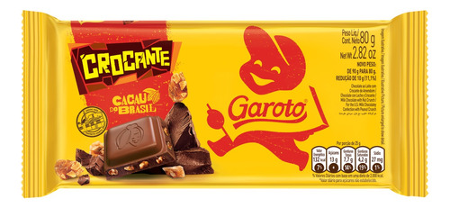 Chocolate ao leite Crocante Garoto  pacote 80 g