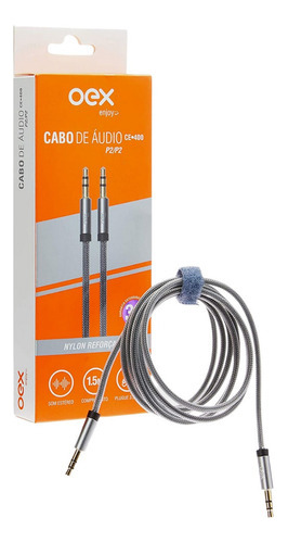 Cabo De Audio P2 Para P2 Reforcado Em Nylon Com 1.5 Metros