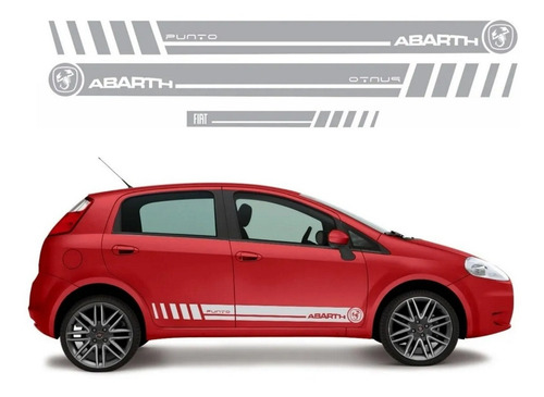 Kit Adesivo Faixas Laterais E Traseira Para Fiat Punto 20607 Cor PRATA