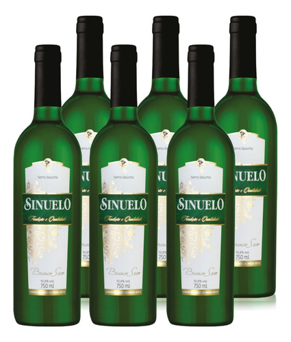 Vinho Sinuelo Branco Seco Serra Gaúcha Caixa 6 Garrafas