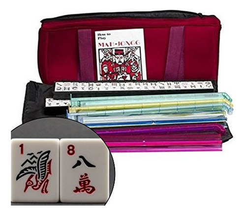 Nuevo Juego De Mahjong Americano En Bolsa De Borgona, 4 Esta