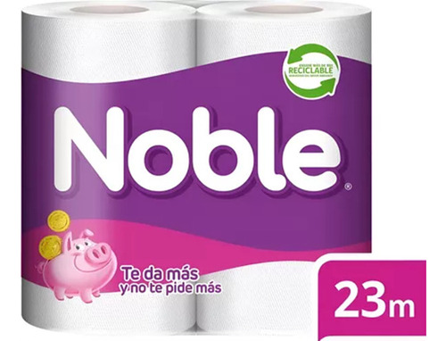 Papel Higienico Noble Doble Hoja 23 Metros 4 Rollos