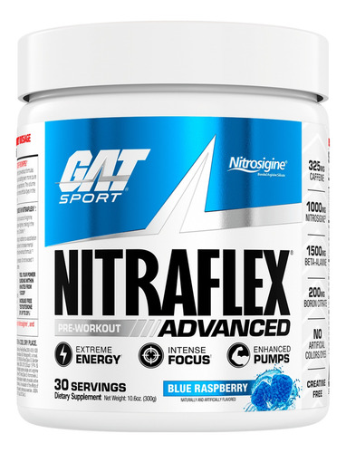 Suplemento Pré-treino Gat Sport Nitraflex Advanced Importado Blue Raspeberry