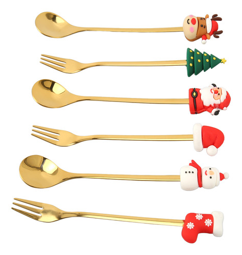 Cubertería De Café Para Niños, Diseño Navideño, Acero Inoxid