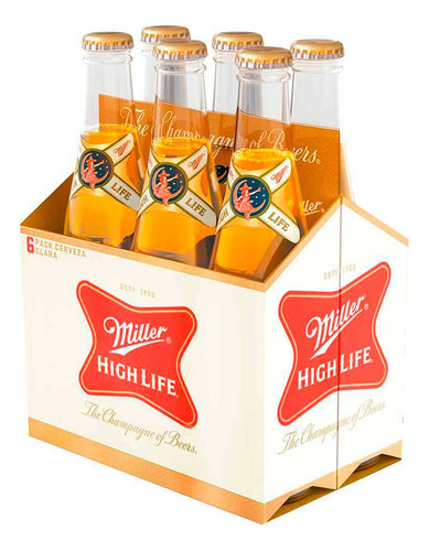 Cerveza Clara Miller High Life 6 Pack Botella 355ml