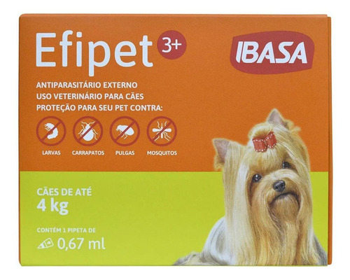 Efipet 3+ Cães Até 4kg 1 Pipeta 0,67ml