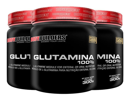 Combo 3x Glutamina 100% 300g - Bodybuilders