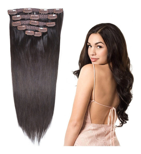 Tic Tac Cabello Humano 100% Natural Marrón Oscuro 45cm 70g