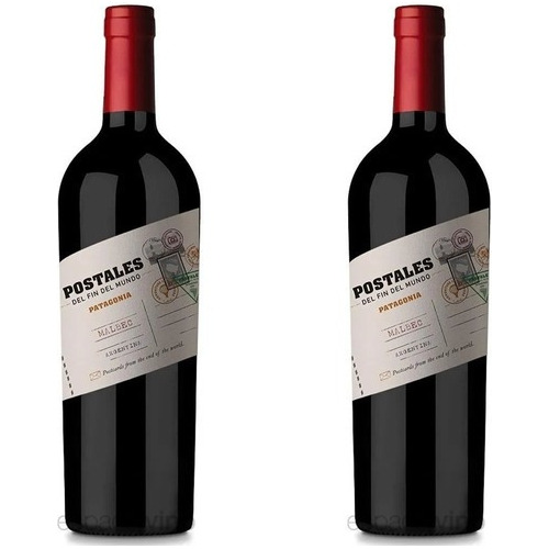 Botella Vino Tinto Postales Del Fin Del Mundo Malbec 750 X2u