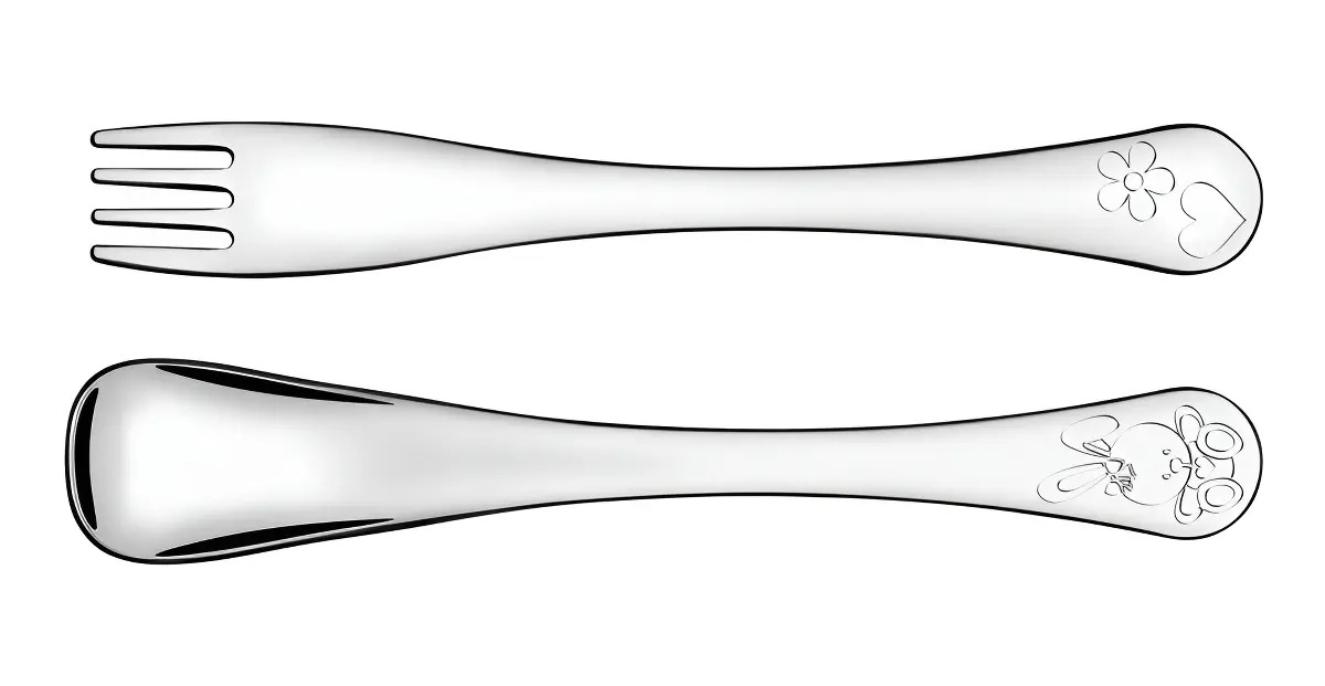 Conjunto de talheres infantis Tramontina Le Petit em aço inoxidável, 2 peças, cor prata