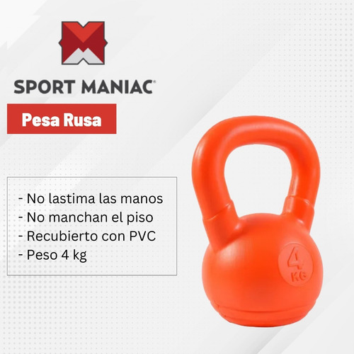 Imagen 3 de 5 de Kit Sport Maniac Barra Dominada Cintas Straps Pesa Rusa 4 Kg