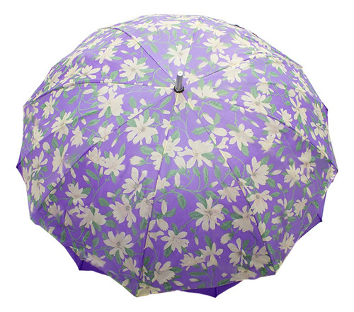 Paraguas Sombrilla Grande Diseños Florales Doble Tela Color Morado Diseño De La Tela Floral