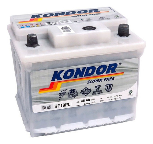 Batería Kondor Super Free 12v 75amp 48a/h 370cca Izquierda