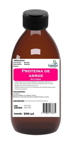 Proteína De Arroz Hidrolizada Uso Cosmetico 100 Gr Aditivo 