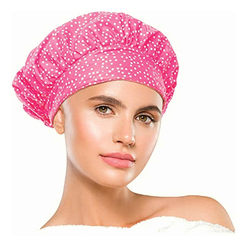 Tiara Luxury Shower Cap, Waterproof, Reversible, Color Rosa,
