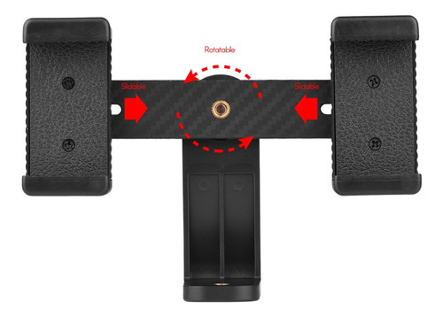 Imagen 4 de 9 de Soporte De Teléfono Doble Para Trípode, Adaptador Horizontal