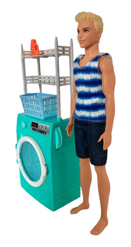 Set Ken Servicio De Lavandería Barbie Muñeco Juguete De Niña