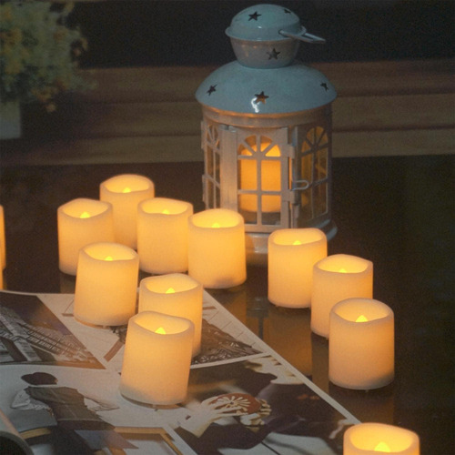 Idea De Velas 24 Luces De Té Led Parpadeantes Con Alimentaci
