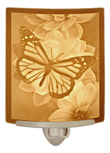 Mariposa-monarca - Luz Nocturna De Porcelana Translúcida Lit
