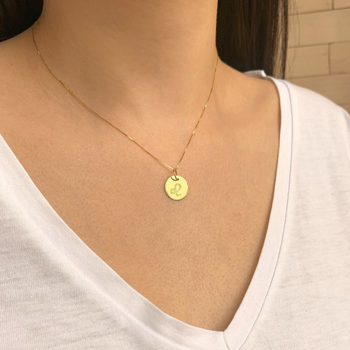 Pingente Ouro 18k Medalha Signo Leão 13mm