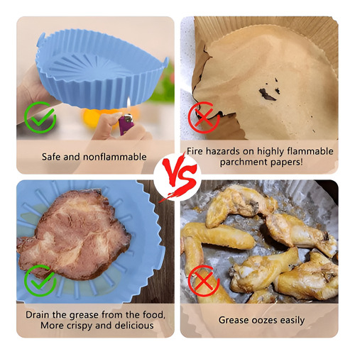 Kit 3 Forros Air Fryer De Silicone Antiaderente + Brinde