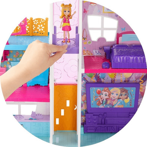 Polly Pocket Mega Casa De Sorpresas 5 Cuartos + Elevador