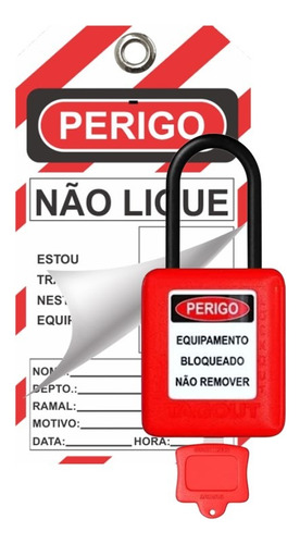 Cadeado Segurança Bloqueio Maquinas Nr10 Tagout + Etiqueta