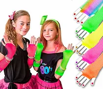 Comprar Guantes De Red Mitones Largos Accesorios Fiesta Fluo Retro 