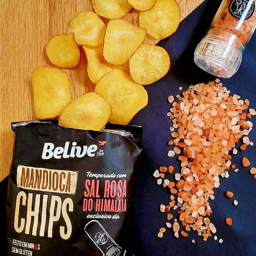 Imagem 3 de 4 de Mandioca Chips Belive Sal Rosa Do Himalaia 50g