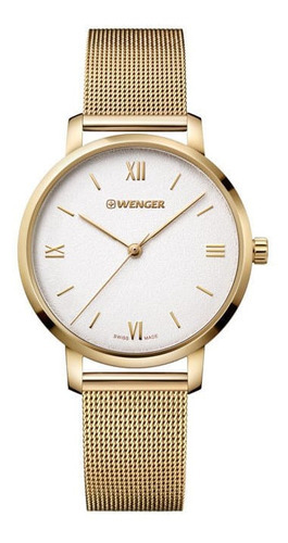 Reloj Wenger Metropolitan Donnissima Gold para mujer, color de fondo blanco