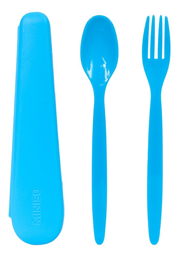 Miniso Kit De Cubiertos Con Estuche Plástico Azules 18 Cm 2 