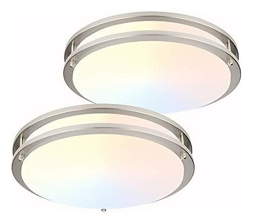 2x Lámparas Techo Led Empotradas 33cm 20w 20w Cocina Plata