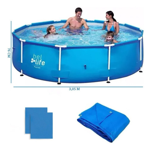 Piscina Armação 5000 Litros Kit Reparo 510000 Belfix + Capa