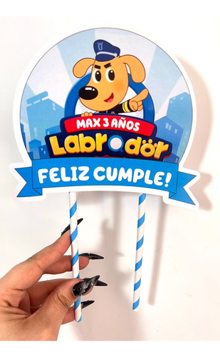 Topper Adorno Torta Personalizado Sheriff Labrador