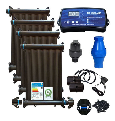 Kit Aquecimento Solar Piscina 8 Placas 5mt Control+valvs