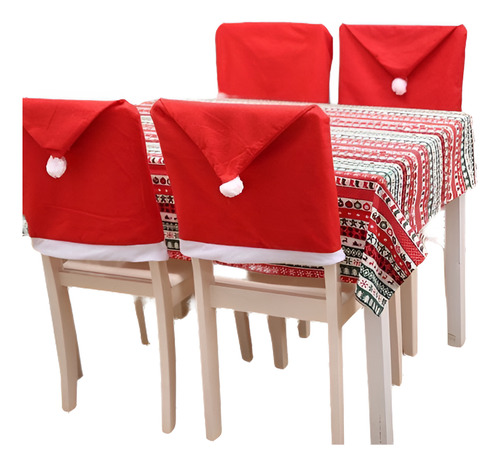 4pcs Navidad Santa Claus Sombrero Rojo Silla De Cubrirnos De