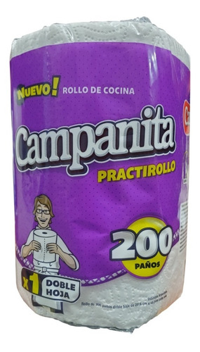 12 Rollos De Cocina Practirollo 200 Paños C/u Campanita