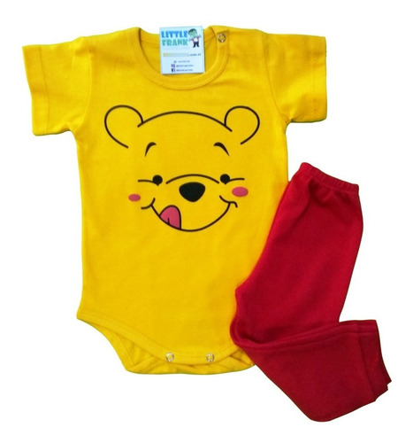 Conjunto Para Bebe Winnie Pooh Body Manga Corta Y Pantalón