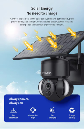Câmera Ip Solar Tuya 3mp Vigilância Wi-fi Externa C/ Bateria Preto