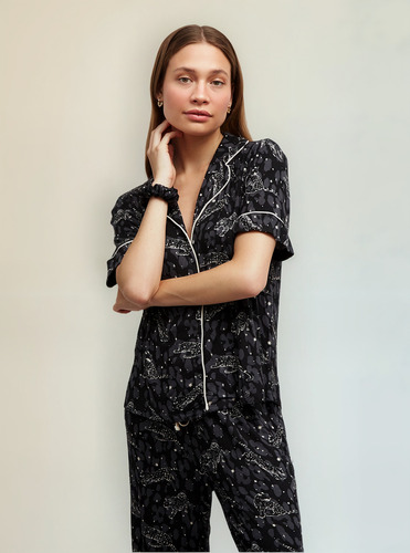 Set Pijama Dreamy Tigres Cosmicos Negro