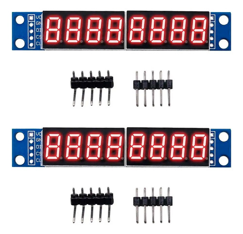 Kit 2 Placas Con Display 7 Segmentos 8 Digitos Rojos Max7219