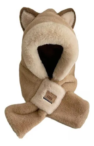 2 Bufanda Con Capucha De Felpa, Sombrero De Invierno, Caqui