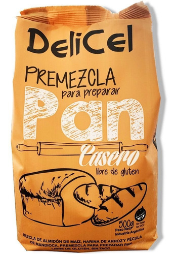 Delicel Premezcla Para Preparar Pan Sin Tacc 500gr